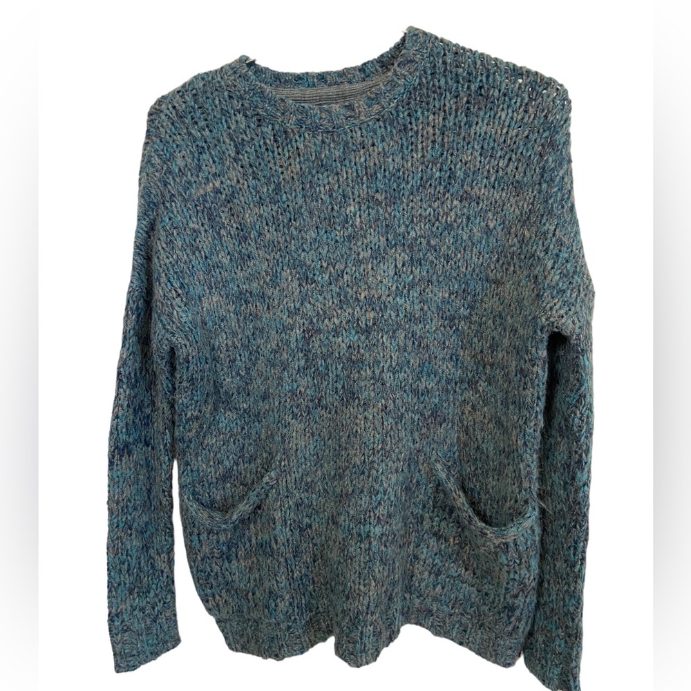 Between Me & You Boston NYC Vintage Pocket Women’s XS Blue Gray Sweater MINTY